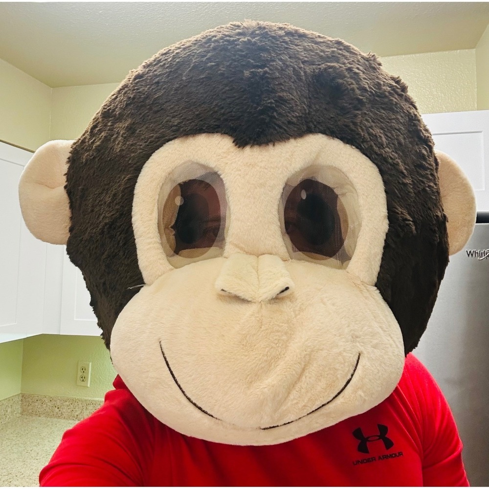 Dan Dee Big Greeter Heads 16" Brown Tan Monkey Mascot Mask OS Plush Costume 2018